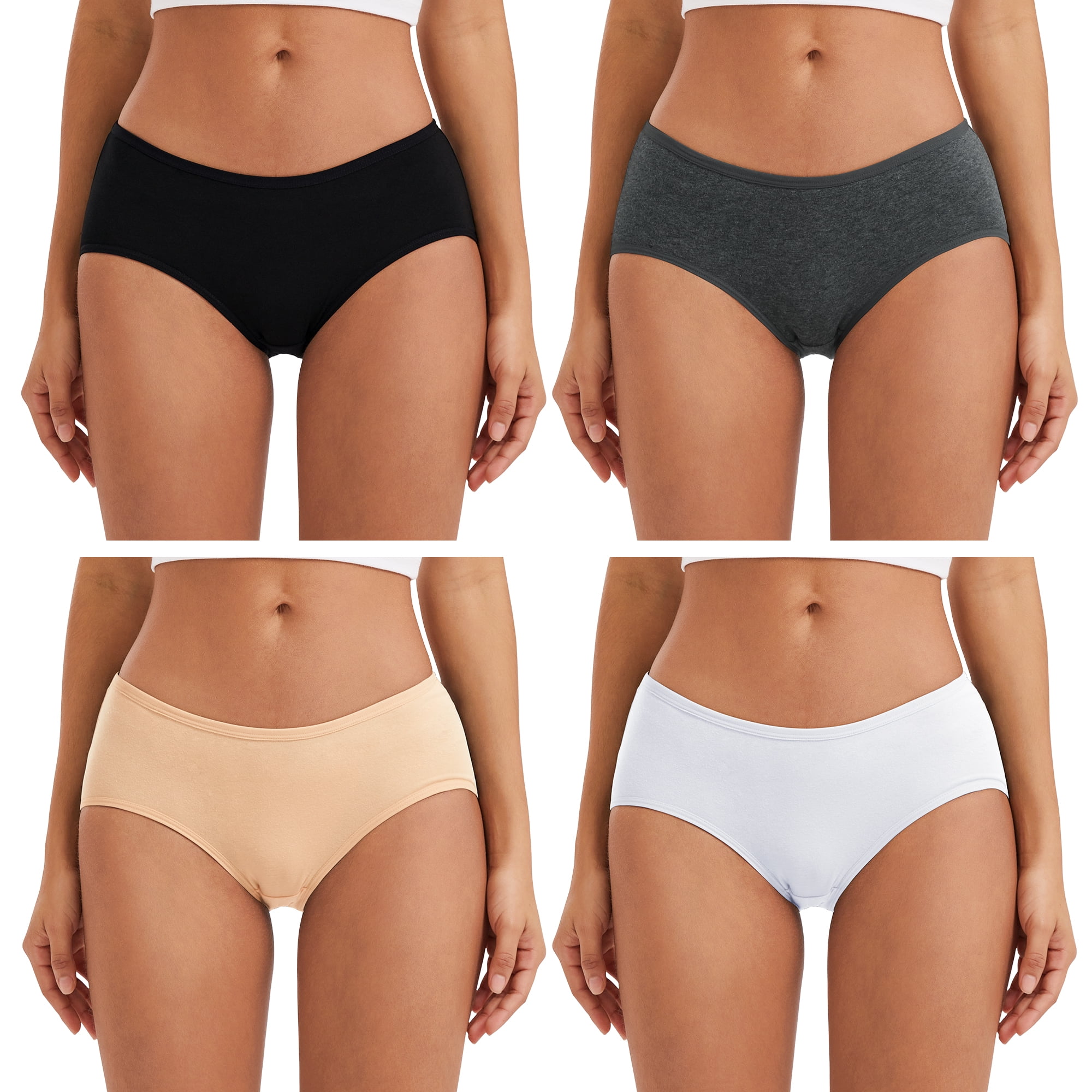 INNERSY Underwear for Women Cotton Hipster Breathable Panties 4 Pack  (M,Daily Basic)