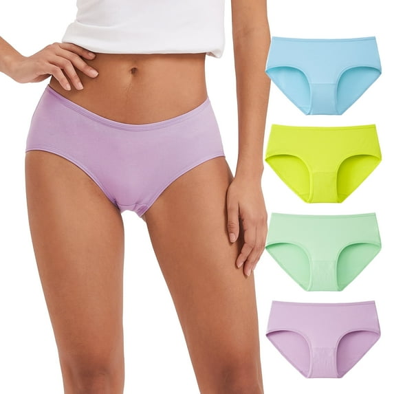 INNERSY Underwear for Women Cotton Hipster Breathable Panties 4 Pack (M,Spring Garden)