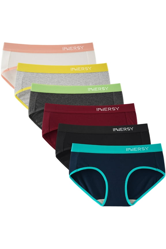Underwear for Women Cotton Hipster Panties Wide Waistband Pack of 6 (Large, Athletic)
