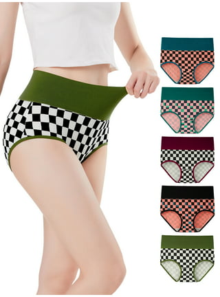 INNERSY Womens Underwear Cotton High Waisted Briefs Vintage Sporty Panties  5-Pack (M, Neo Vintage)