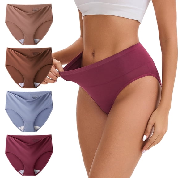 INNERSY Women Underwear Soft Modal Briefs High Waist Full Coverage Panties 4 Pack(L,‌Vintage)