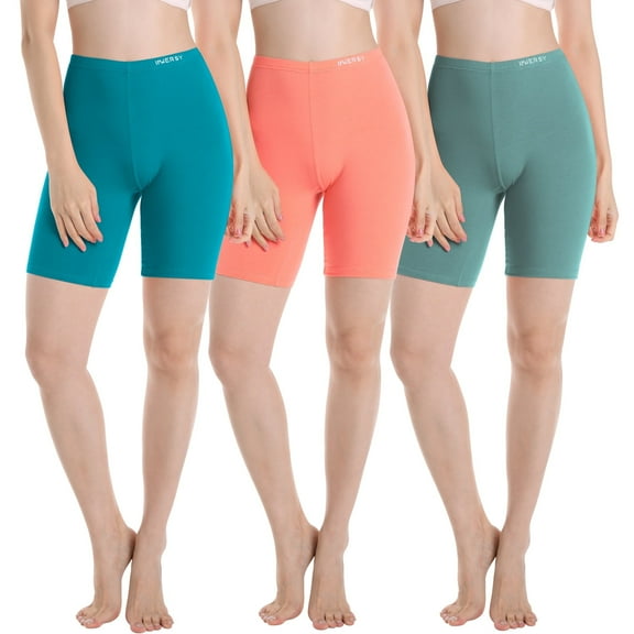 INNERSY Women's Anti Chafing Boyshorts Cotton Summer Shorts Under Dress 3-Pack(Medium,Bright)