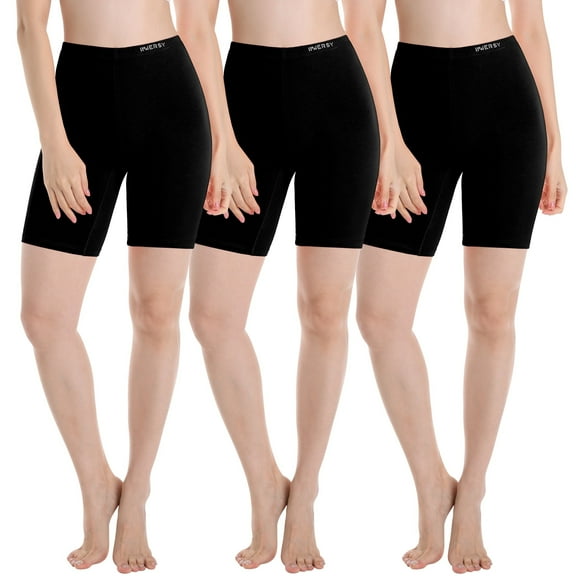 INNERSY Women's Anti Chafing Boyshorts Cotton Summer Shorts Under Dress 3-Pack(XX-Large,Black)