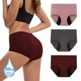 thumbnail image 1 of INNERSY Women's Rayon from Bamboo Period Underwear - High Waist Leakproof Briefs for Heavy Flow, Breathable 3-Pack(L,Purple Dark), 1 of 9