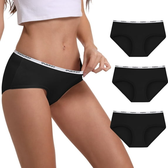 INNERSY Women's Bamboo Underwear Ultra Soft Hipster Silky Panties 3-Pack(2XL,Black)