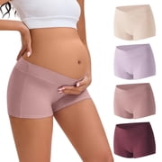 INNERSY Womens Cotton Boyshorts Under The Bump Pregnancy Postpartum Maternity Underwear 4 PackM,Violet Gradient