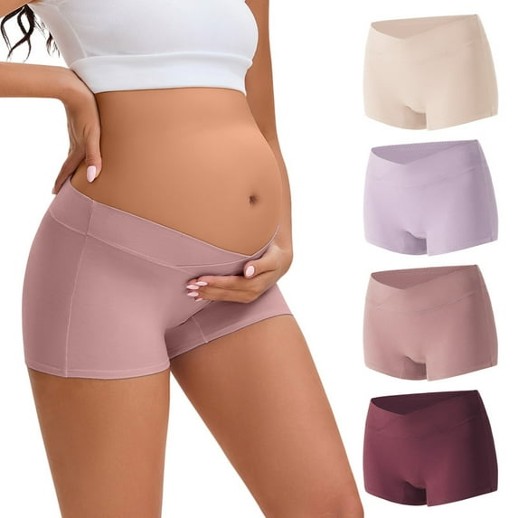 INNERSY Women's Cotton Boyshorts Under The Bump Pregnancy Postpartum Maternity Underwear 4 Pack(S,Violet Gradient)