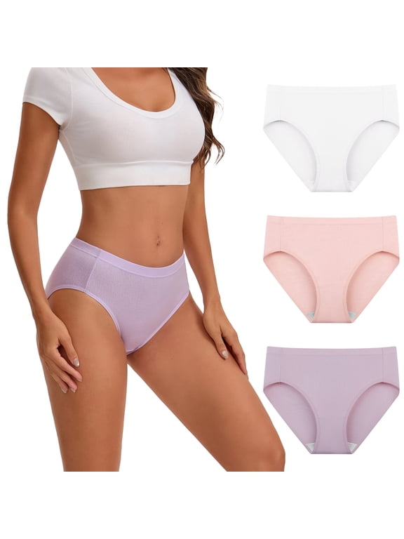 Women's Breathable Cotton Mesh Hipster Panties Soft Underwear 3 Pack(L,Purple Blush)