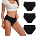 thumbnail image 1 of INNERSY Women's Cotton Jacquard Underwear Breathable Hipster Panties 3 Pack(S,Black), 1 of 8