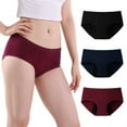 thumbnail image 1 of INNERSY Women's Hipster Period Panties Postpartum Ladies Menstrual Underwear 3-Pack(L,Black/Deep Blue/Burgundy), 1 of 10