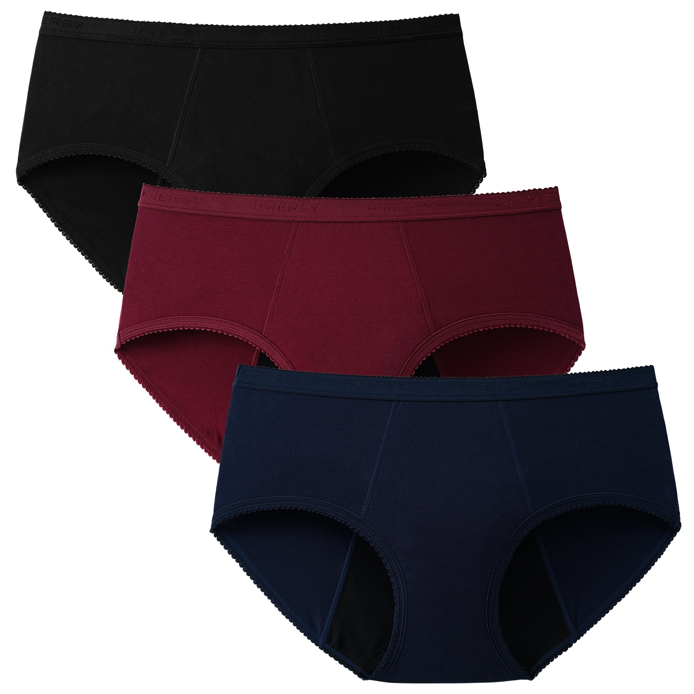 INNERSY Women's Hipster Period Panties Postpartum Teens Menstrual Underwear  3-Pack (2XL, Gray with Dark Lining) 