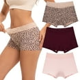 thumbnail image 1 of INNERSY Women's Lace Boyshort Panties Cotton Boxer Briefs Underwear Mid Rise 3-Pack(L,Wild Blush), 1 of 7