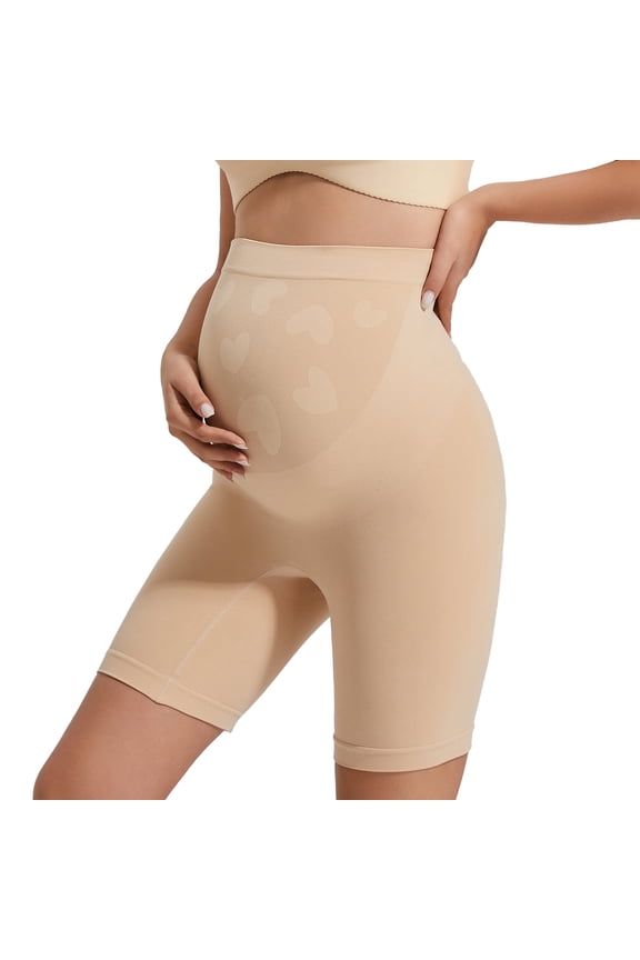 Women's Maternity Shapewear for Dress High Waisted Pregnancy Shorts Anti Chafing(XL,Nude)