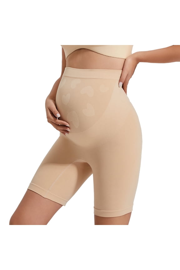 Women's Maternity Shapewear for Dress High Waisted Pregnancy Shorts Anti Chafing(XL,Nude)