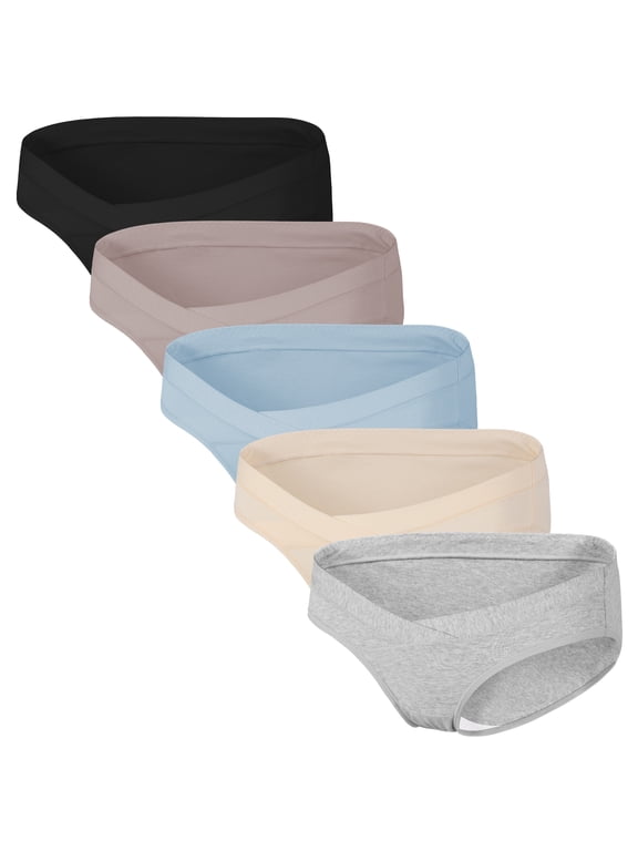 Women's Maternity Underwear Under the Bump Cotton Panties Postpartum 5-Pack (L, Basics)