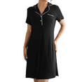 thumbnail image 1 of INNERSY Women's Nightgown Short Sleeve Button Down Soft V Neck Sleepshirt(S,Black), 1 of 9