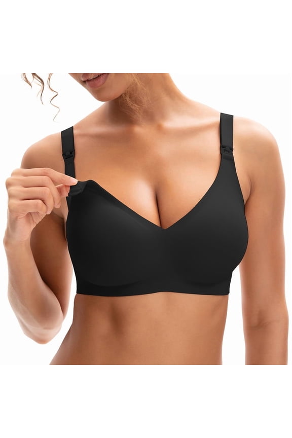 Women's Nursing Bras for Breastfeeding Maternity Bra for Pregnancy Seamless Bralette(L,Black)