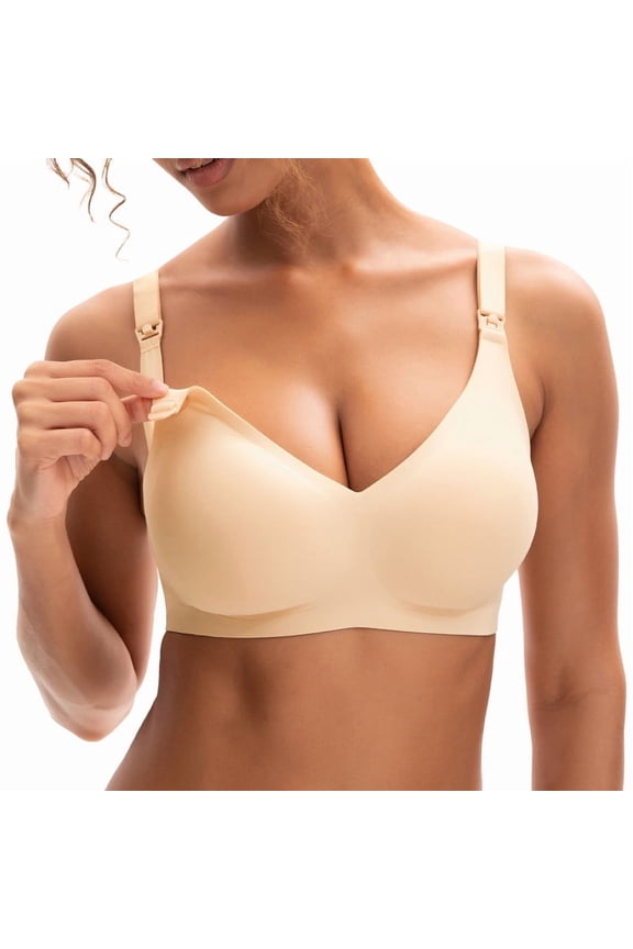 Women's Nursing Bras for Breastfeeding Maternity Bra for Pregnancy Seamless Bralette(XL,Nude)