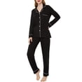 thumbnail image 1 of INNERSY Women's Pajamas Set Long Sleeve Sleepwear Button Down Nightwear Soft Pj Lounge Sets (XL, Black), 1 of 7