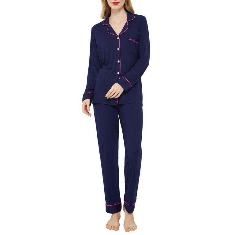 INNERSY Women's Pajamas Set Long Sleeve Sleepwear Button Down