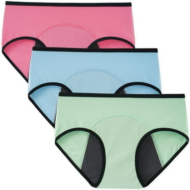 INNERSY Women's Period Panties Cotton Hipster Menstrual Maternity Underwear 3-Pack(M,Pink/Blue/Green)