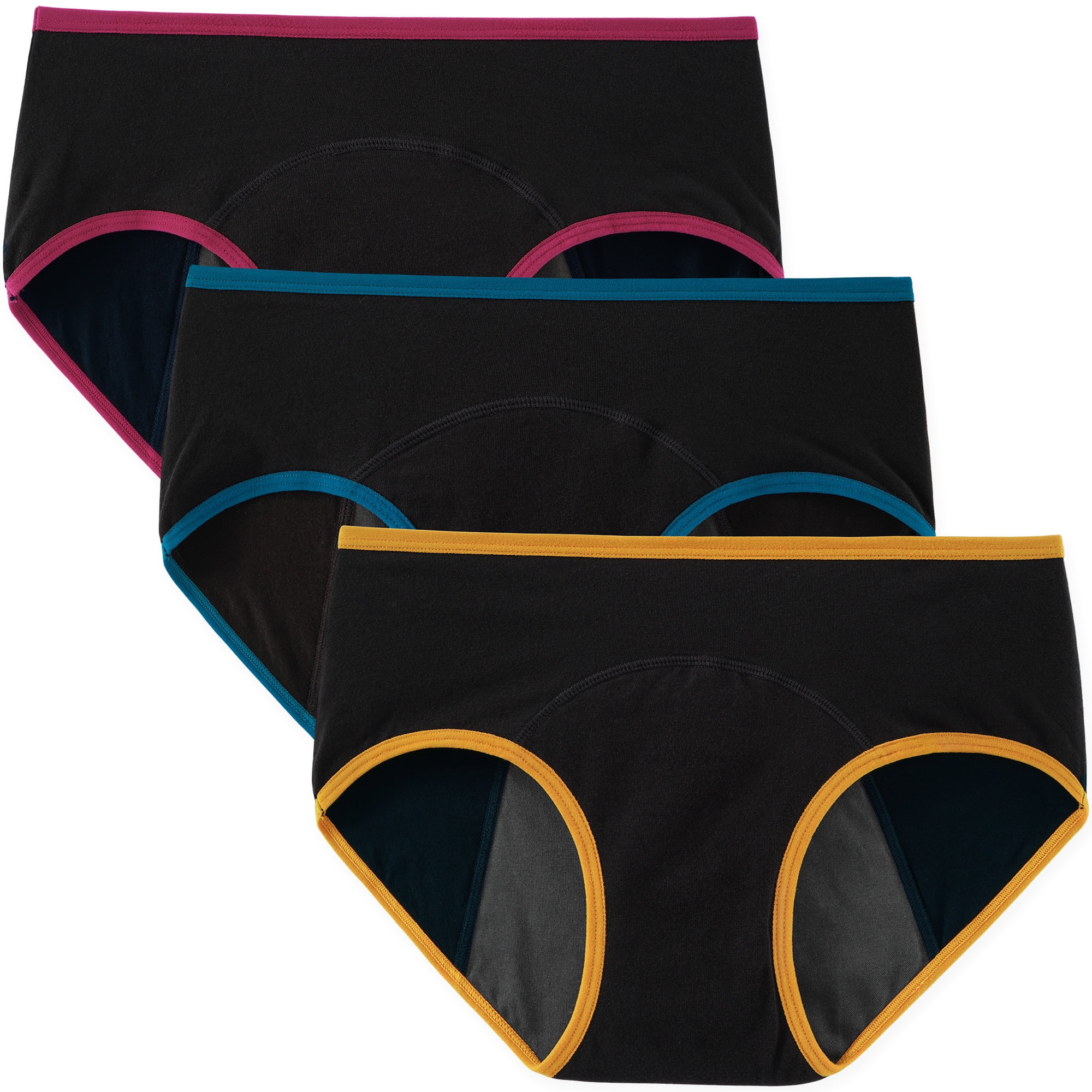 INNERSY Menstruatie-ondergoed, katoen, onderbroek, menstruatieslip, verpakking van 3 stuks, Klassiek zwart., 16 Jaren