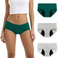 thumbnail image 1 of INNERSY Women's Period Underwear Postpartum Ladies Cotton Menstrual Panties 3-Pack(2XL,Green/Gray/Stripes), 1 of 10