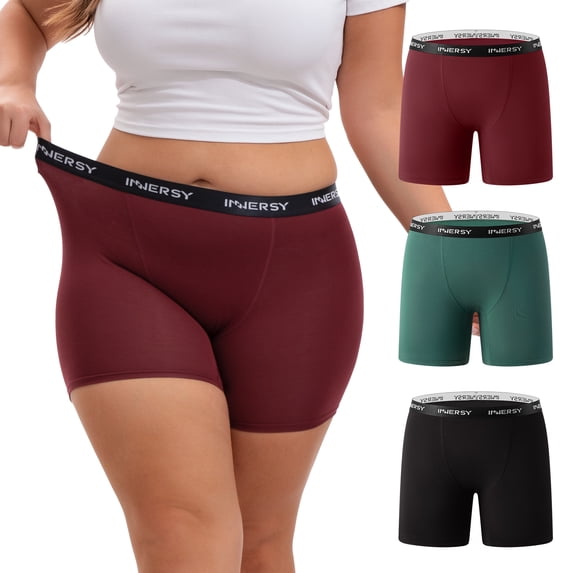 INNERSY Women's Plus Size Boxer Underwear Rayon from Bamboo 3 Pack(3XL,Dark)