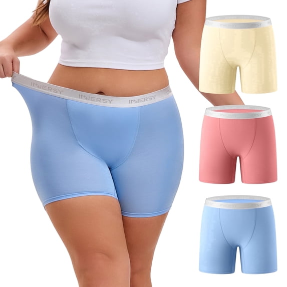 INNERSY Women's Plus Size Boxer Underwear Rayon from Bamboo 3 Pack(3XL,Light)