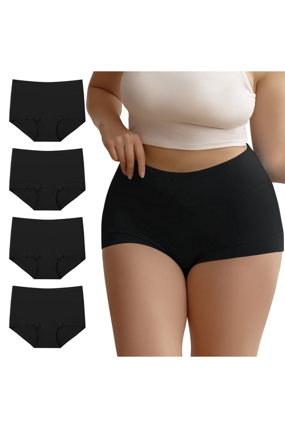Women's Plus Size Cotton Boxer Briefs XL-5XL High Waist Boyshort Underwear 4 Pack(3XL,Black)