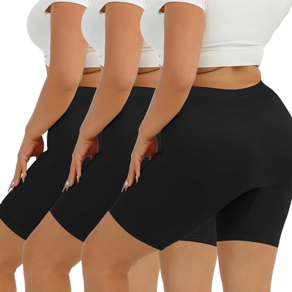 INNERSY Women's Plus Size Cotton Boyshorts Anti-Chafing 3-Pack(4XL,Black)