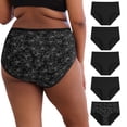 thumbnail image 1 of INNERSY Women's Plus Size Cotton Underwear XL-5XL High Waisted Briefs Panties 5-Pack(2XL,Black Lily), 1 of 8