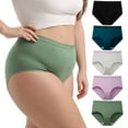 thumbnail image 1 of INNERSY Women's Plus Size Cotton Underwear XL-5XL High Waisted Briefs Panties 5-Pack(2XL,Mint Sky), 1 of 8