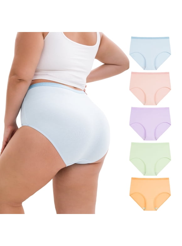 Women's Plus Size Cotton Underwear XL-5XL High Waisted Briefs Panties 5-Pack(3XL,Bloom)