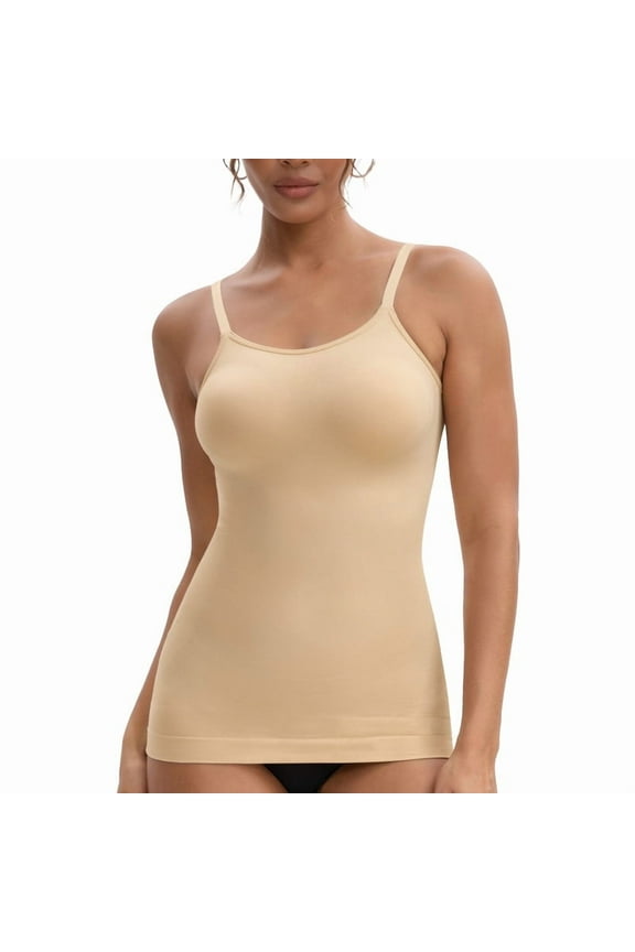Women's Seamless Shapewear Tank Top with Adjustable Straps Lightweight Fit(L,Nude)