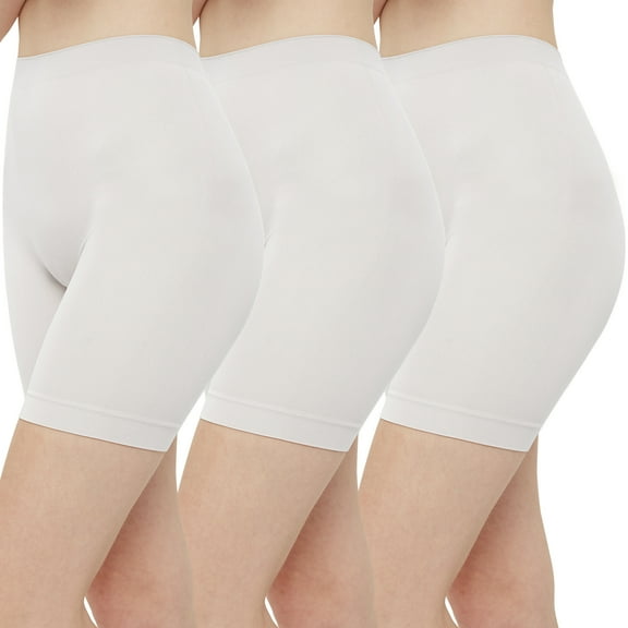 INNERSY Women's Slip Shorts for Under Dresses High Waisted Shorts 3-Pack(Medium,White)