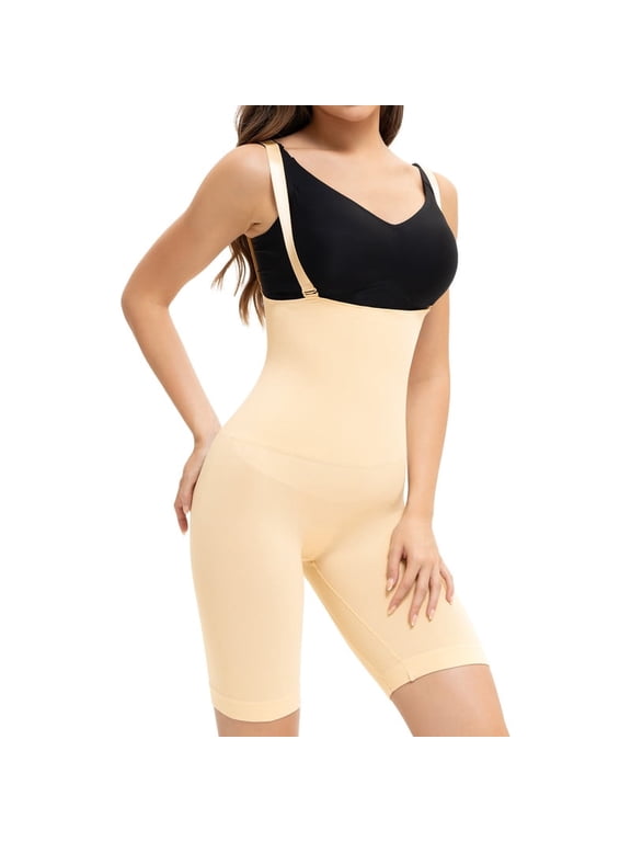 Women’s Tummy Control Shapewear with Open Bust and Wide Straps(3XL,Beige)