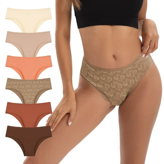 INNERSY Women's Cotton Bikini Panties 6-Pack, Breathable Everyday Underwear(XL,Autumn)