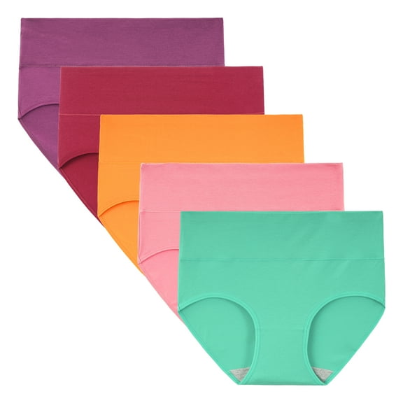 INNERSY Women's Cotton High Waisted Briefs 5-Pack Postpartum Full Coverage Underwear(L,Vintage Bloom)