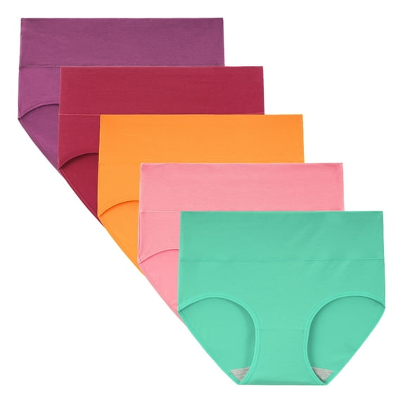 INNERSY Women's Cotton High Waisted Briefs 5-Pack Postpartum Full Coverage Underwear(M,Vintage Bloom)