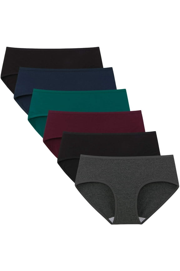 Women's Underwear Cotton Stretch Hipster Ladies Breathable Panties 6 Pack (L, Dark Vintage)