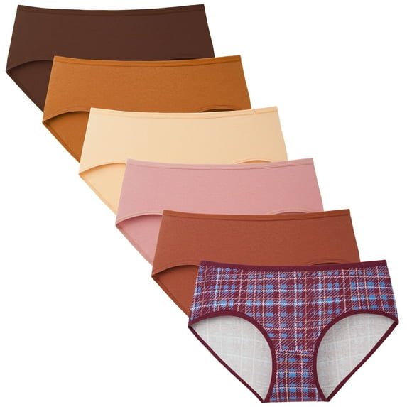 INNERSY Women's Underwear Cotton Stretch Hipster Ladies Breathable Panties 6 Pack(M,Gentle Brown)