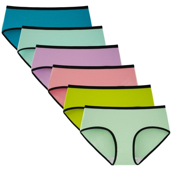 INNERSY Women's Underwear Hipster Cotton Stretch Comfy Panties 6 Pack (L, Fresh Bright)