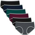 thumbnail image 1 of INNERSY Women's Underwear Packs Cotton Panties Hipster Regular & Plus Size Pack of 6 (S, Dark basics with gray hem), 1 of 5