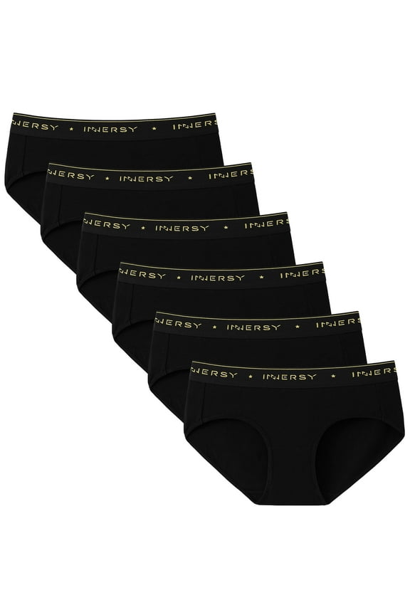 Womens Cotton Underwear Hipster Black Panties Wide Waistband 6-Pack (2XL, Black)