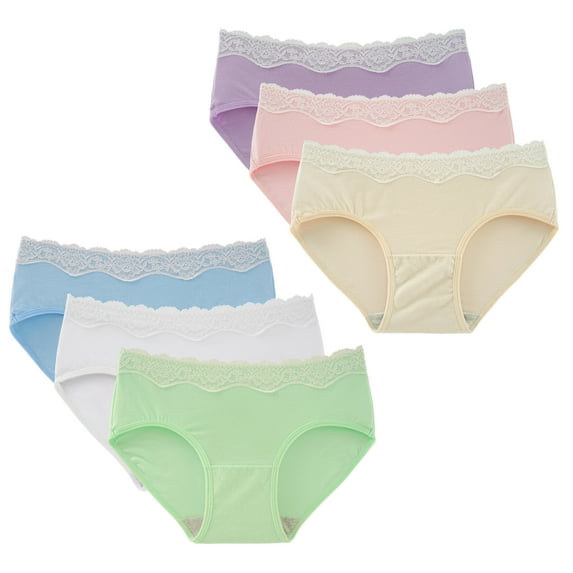 INNERSY Womens Lace Underwear Cotton Hipster Panties Soft Lace Underwear Pack of 6 (2XL, Vivid Brights)