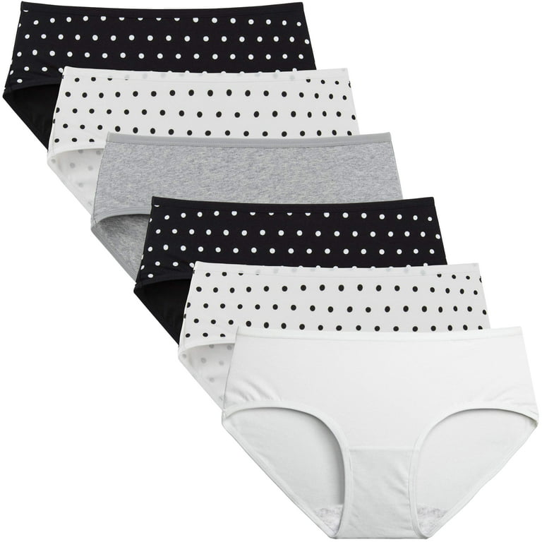 INNERSY Hipster Underwear for Women Cotton Panties by The Pack of 6 (2XL,  Black/White/Gray) 