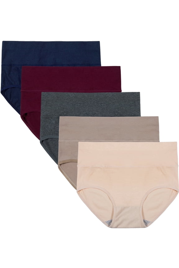 Womens Underwear Cotton Briefs High Waisted Postpartum Panties 5 Pack (M, Late Fall)