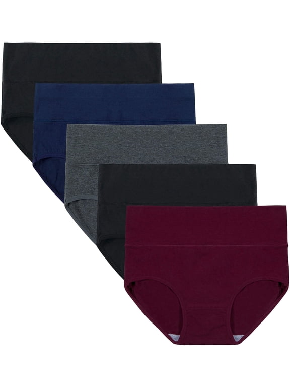 Womens Underwear Cotton Briefs High Waisted Postpartum Underwear 5 Pack (3XL, Dark Vintage)