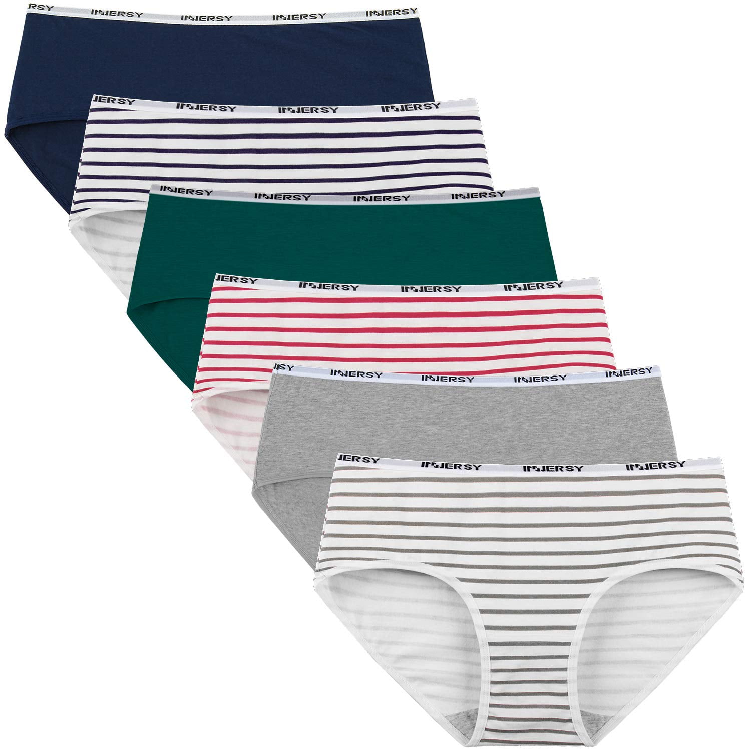 INNERSY Womens Underwear Cotton Hipster Panties Low Rise Basics Underwear  6-Pack (Small, Sport Stripes) 